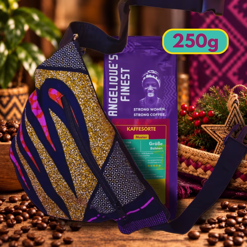 Vorschaubild-Angelique_s-Finest-250g-Kaffee-und-handgemachte-Bauchtasche Fairtrade Specialty Coffee & Hip Bag im Weihnachtsset