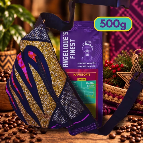 Vorschaubild-Angelique_s-Finest-500g-Kaffee-und-handgemachte-Bauchtasche 500g Fairtrade Specialty Coffee & Hip Bag - Weihnachtsset